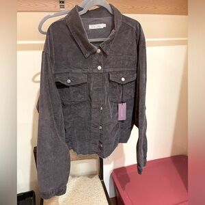 2 for $40 Glitzy girl cropped corduroy jacket purple